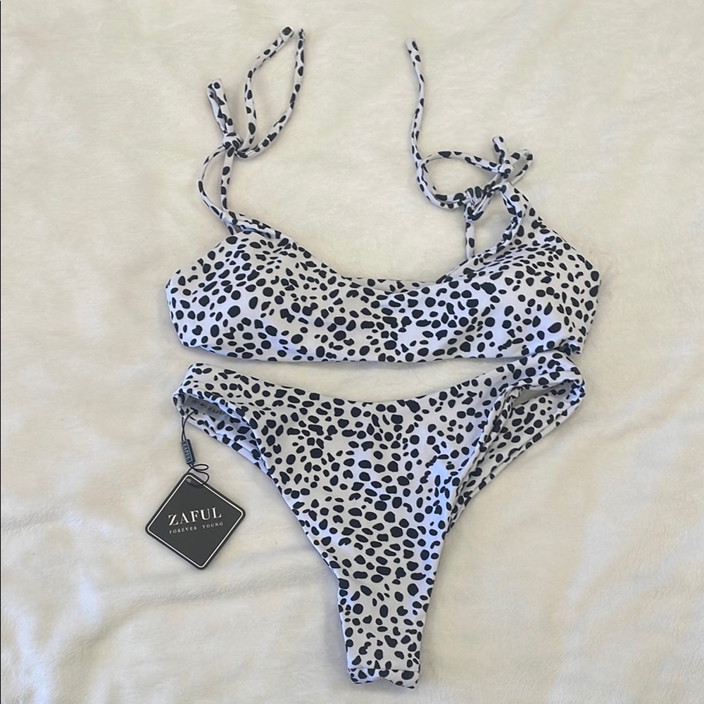 Zaful Black and White spotted Dot Bikini new medium
